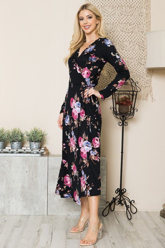 Floral Maxi Wrap Dress - ShopModernEmporium