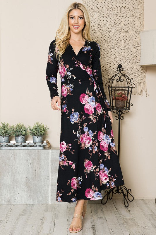 Floral Maxi Wrap Dress - ShopModernEmporium