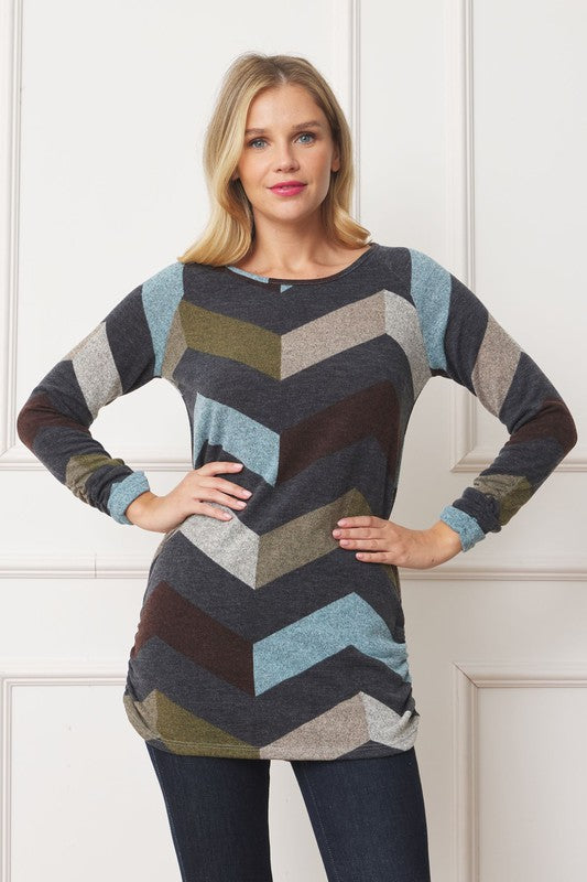 Plus Shirred Side Accent Top - ShopModernEmporium