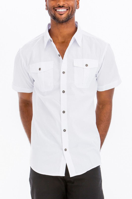 Weiv Two Chest Pocket Button Down Shirt - ShopModernEmporium