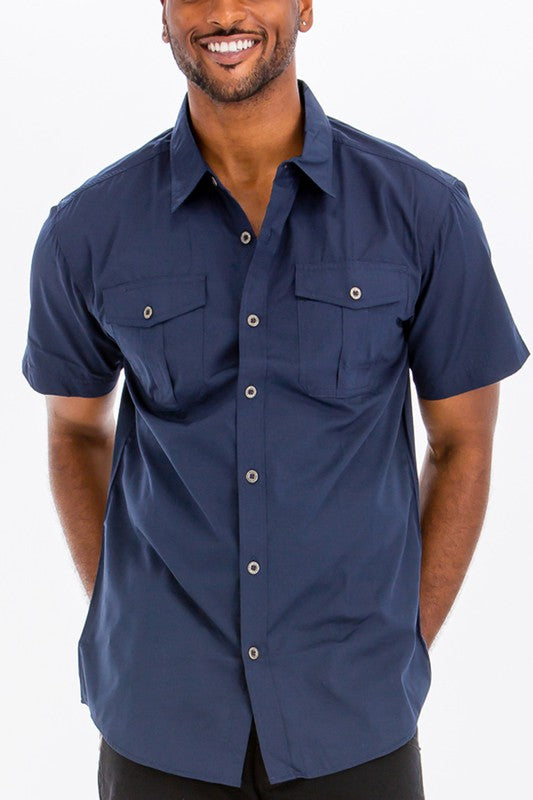 Weiv Two Chest Pocket Button Down Shirt - ShopModernEmporium