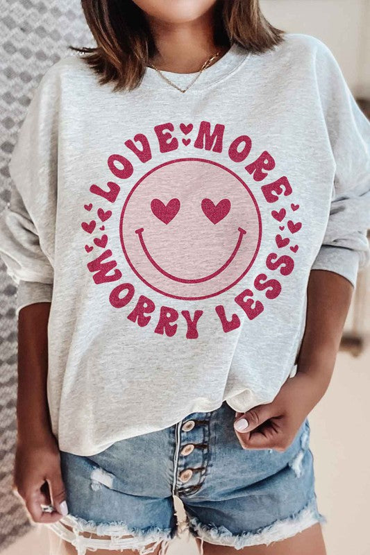 LOVE MORE WORRY LESS GRAPHIC SWEATSHIRT - ShopModernEmporium