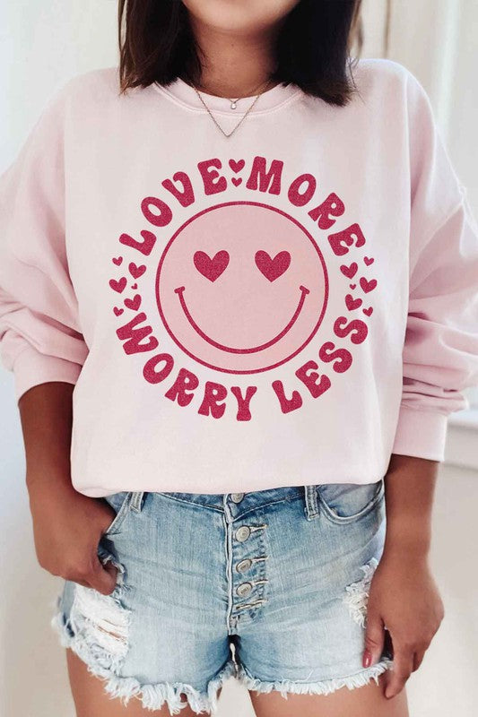 LOVE MORE WORRY LESS GRAPHIC SWEATSHIRT - ShopModernEmporium