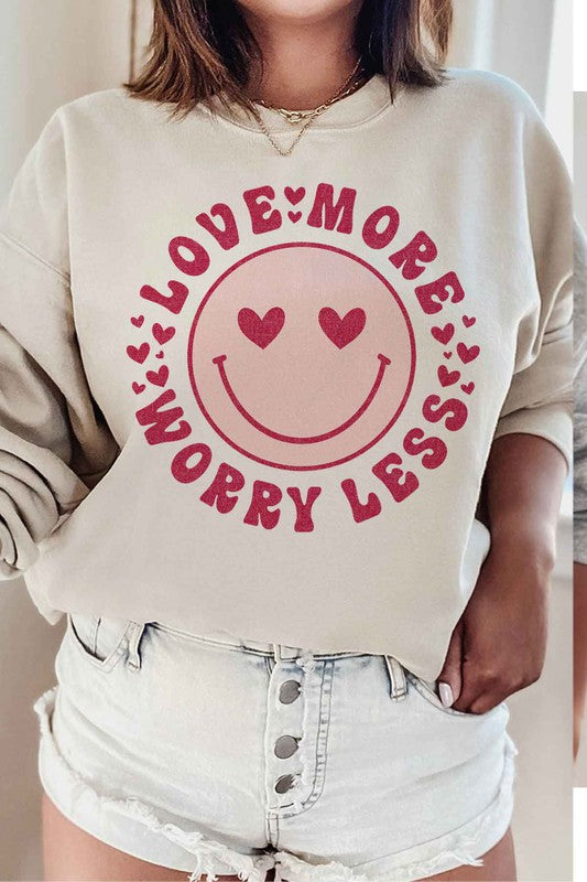 LOVE MORE WORRY LESS GRAPHIC SWEATSHIRT - ShopModernEmporium