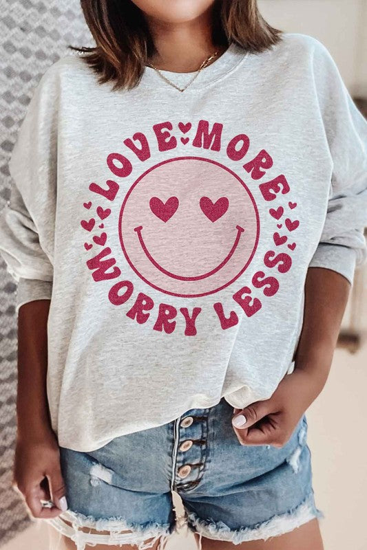 LOVE MORE WORRY LESS PLUS SIZE SWEATSHIRT - ShopModernEmporium