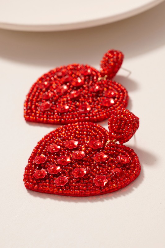 Heart Shaped Seed Beaded Earrings - ShopModernEmporium