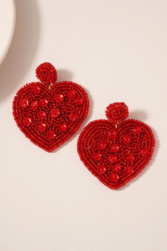 Heart Shaped Seed Beaded Earrings - ShopModernEmporium