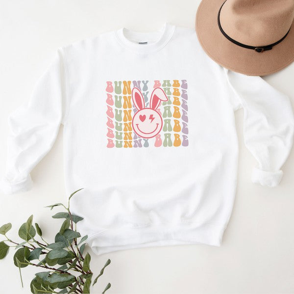 Bunny Babe Smiley Face Graphic Sweatshirt