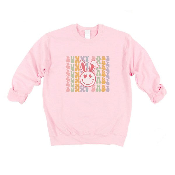 Bunny Babe Smiley Face Graphic Sweatshirt