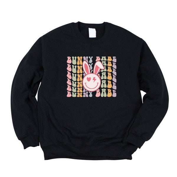 Bunny Babe Smiley Face Graphic Sweatshirt