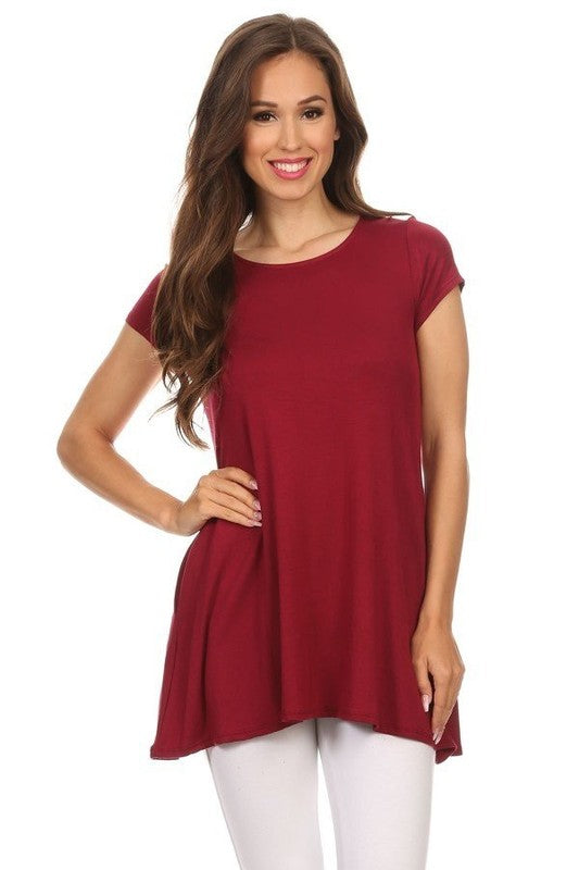 Knit tunic top in a relaxed fit with a round nec