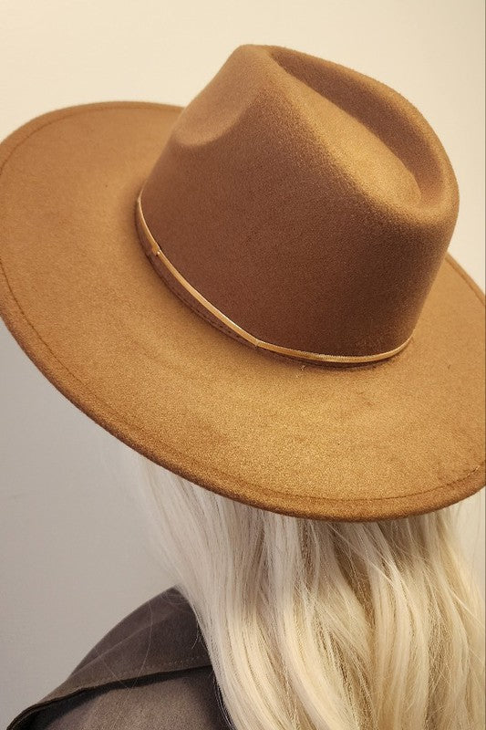 GOLD ACCENT CHAIN DETAIL WIDE BRIM PANAMA HAT - ShopModernEmporium