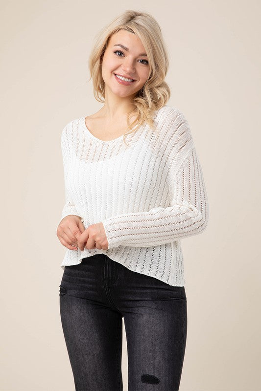 Variegated rib V neck sweater - ShopModernEmporium