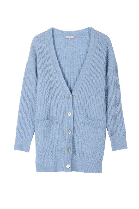 Wool blended cable knitted cardigan - ShopModernEmporium