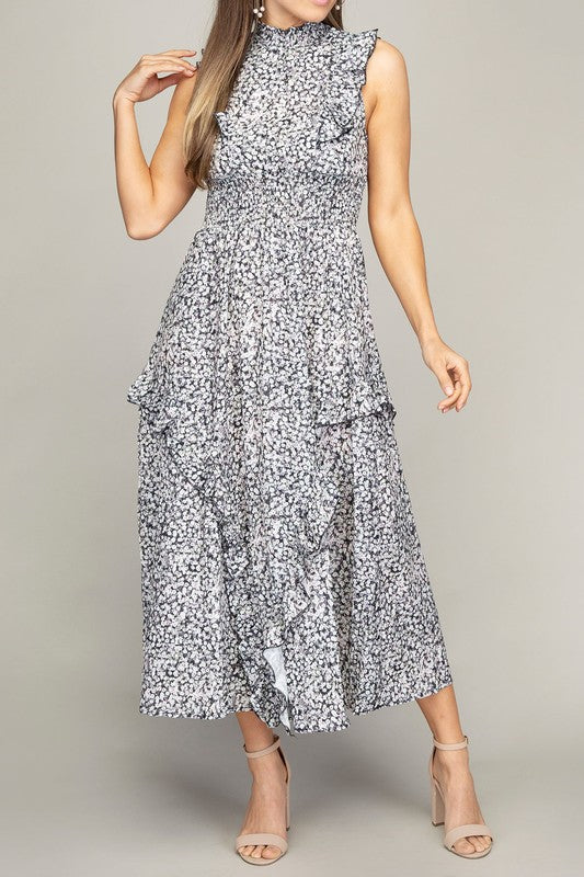 Tiered maxi dress with ruffle trim