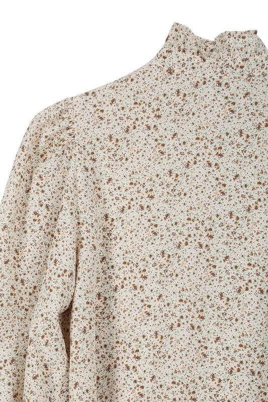 Stand collar floral frill blouse - ShopModernEmporium
