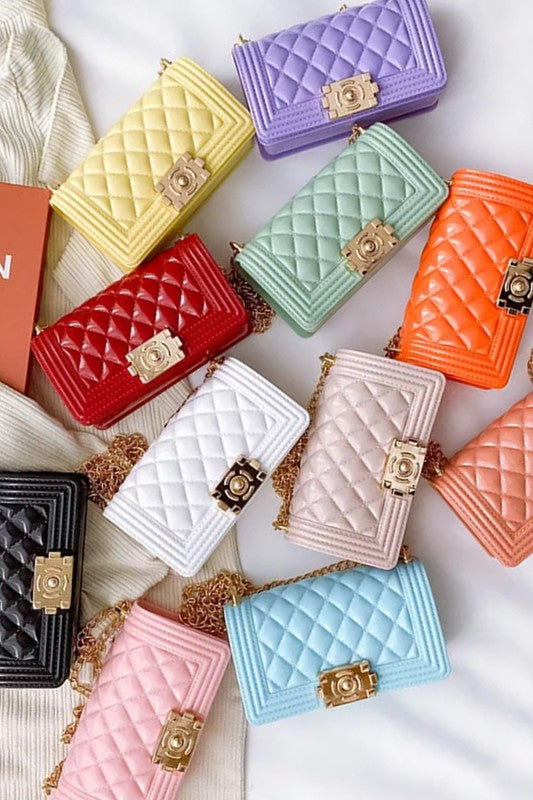 DIAMOND QUILTED CUTE JELLY CROSSBODY BAGS CHAIN - ShopModernEmporium